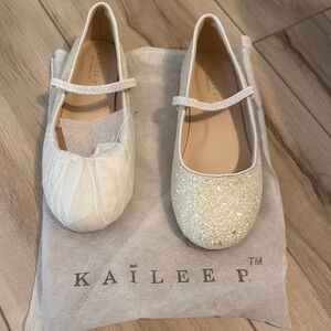 Kids Glittery White Ballet Flats